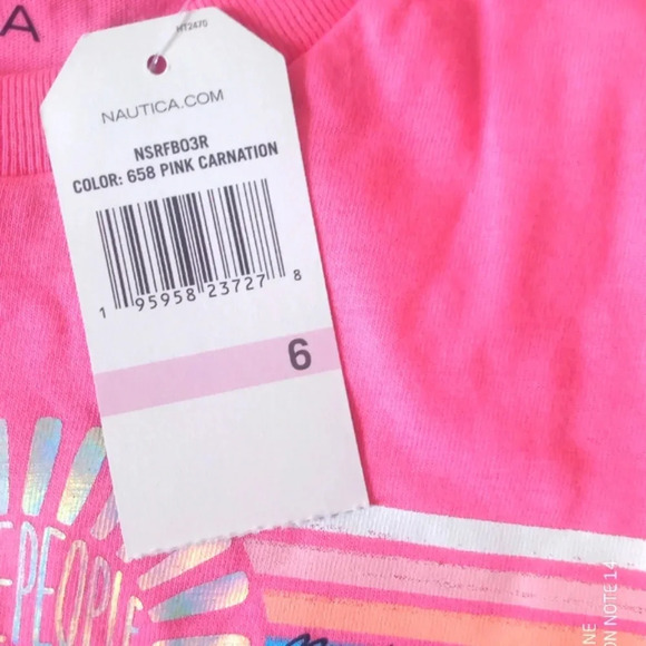 3 for 30$ NWT  Nautica Shirt  Tope Pink 100% Cotton Girls Size 6 - Picture 3 of 6